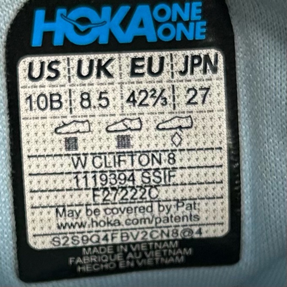 Hoka Women’s One One Clifton 8 Summer Song Ice Blue 10B Run Walk Comfy - Picture 15 of 15